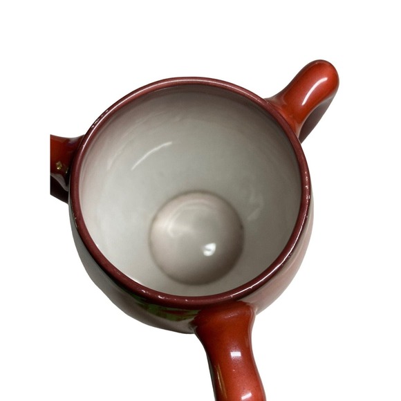 Antique 3 Handle Portrait Cup Mug Ceramic Ombre Red To Brown/Germany Signed - Picture 5 of 10